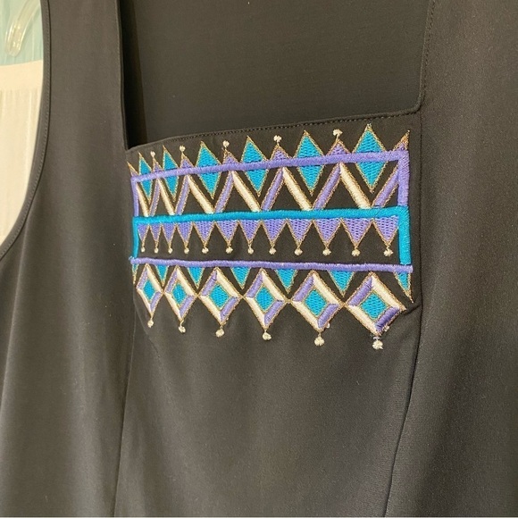 Bob Mackie Square Neck Embroidered Sleeveless Blouse Art to Wear Sz Medium - Picture 2 of 8